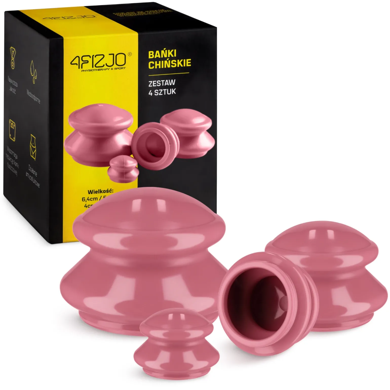 Bańki chińskie gumowe 4 szt. różowe