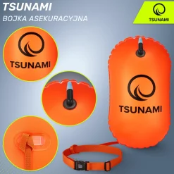 Bojka asekuracyjna do pływania dmuchana TSUNAMI pomarańczowa