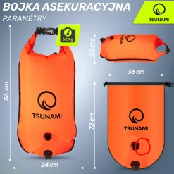 Bojka asekuracyjna do pływania dmuchana 3w1 TSUNAMI