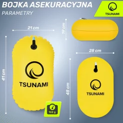 Bojka asekuracyjna do pływania dmuchana TSUNAMI żółta
