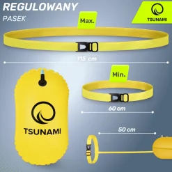 Bojka asekuracyjna do pływania dmuchana TSUNAMI żółta