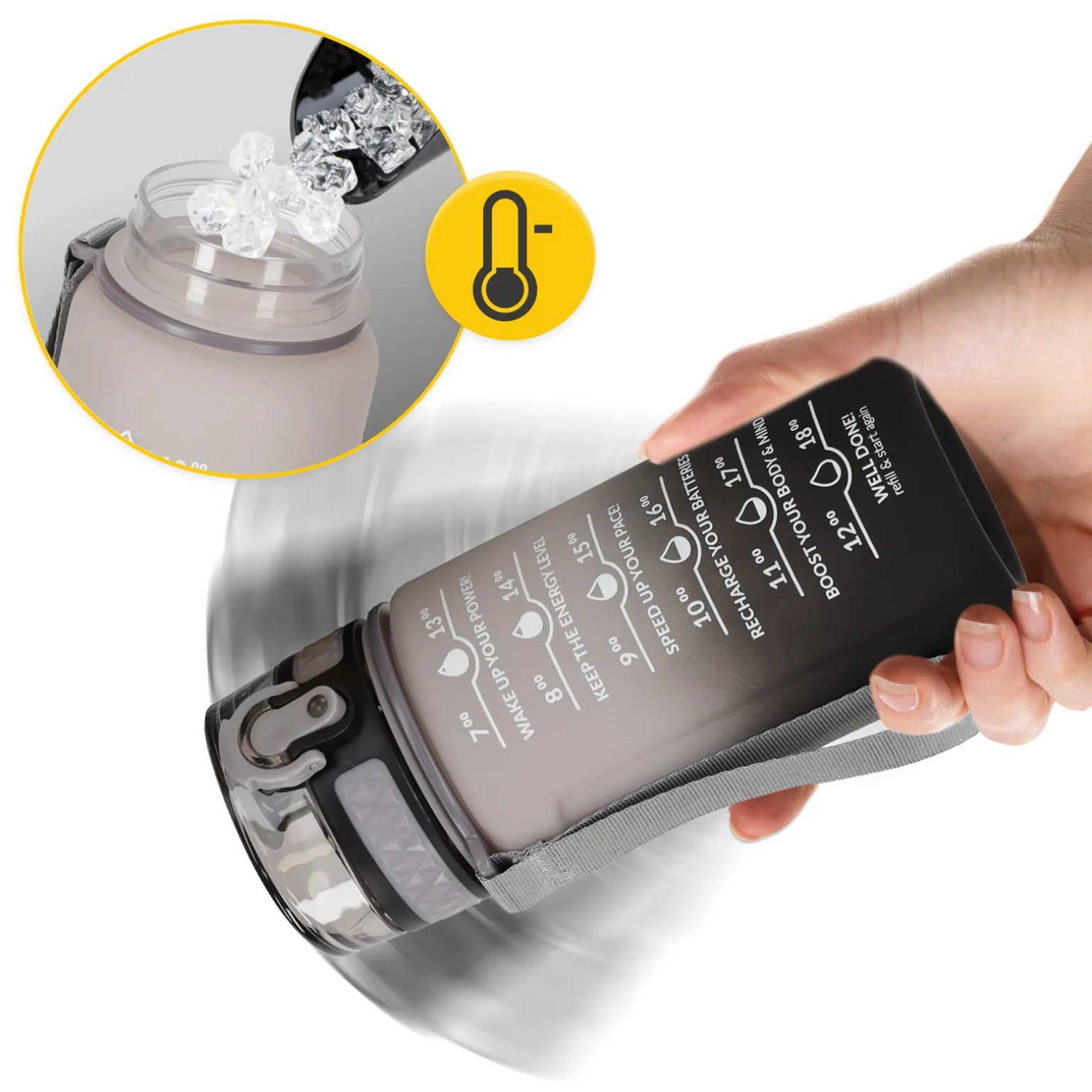 Butelka motywacyjna na wodę 0,5 L szara