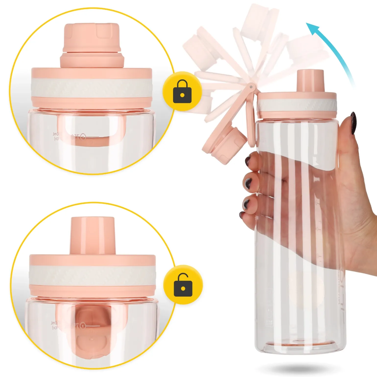 Butelka sportowa na wodę 850 ml różowa