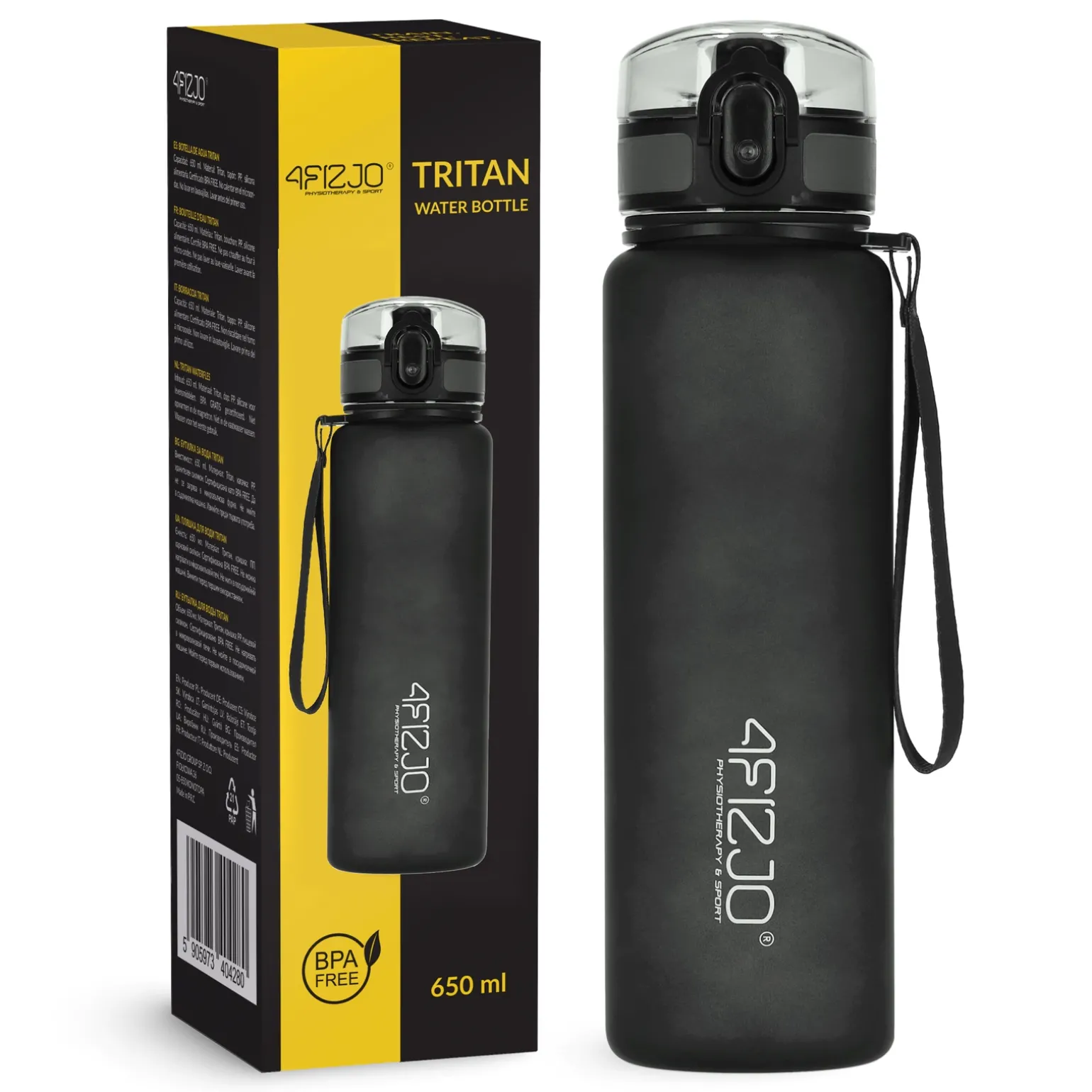 Butelka sportowa na wodę 650 ml czarna