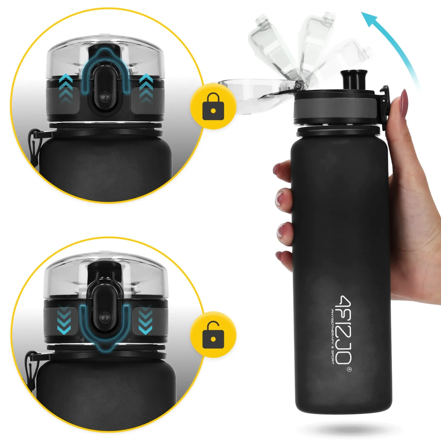 Butelka sportowa na wodę 650 ml czarna