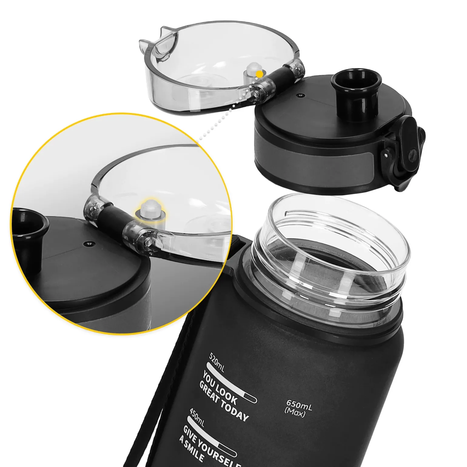 Butelka sportowa na wodę 650 ml czarna