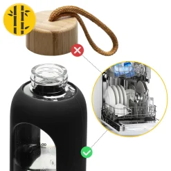 Butelka szklana na wodę 750 ml czarna