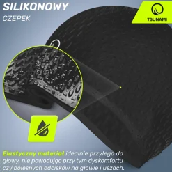 Czepek na basen damski TSUNAMI TEXTURE czarny