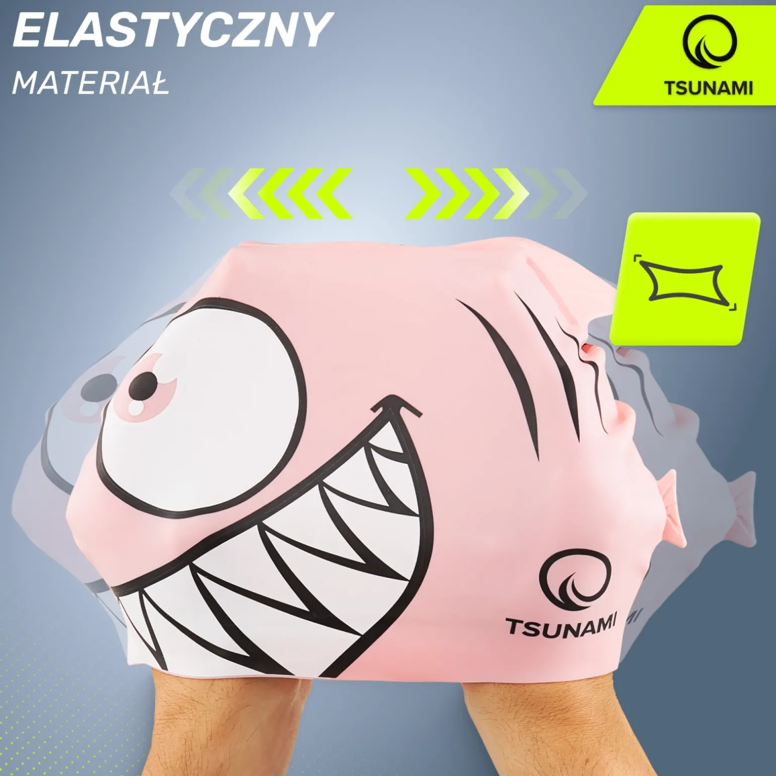 Czepek na basen dla dzieci TSUNAMI SHARK różowy