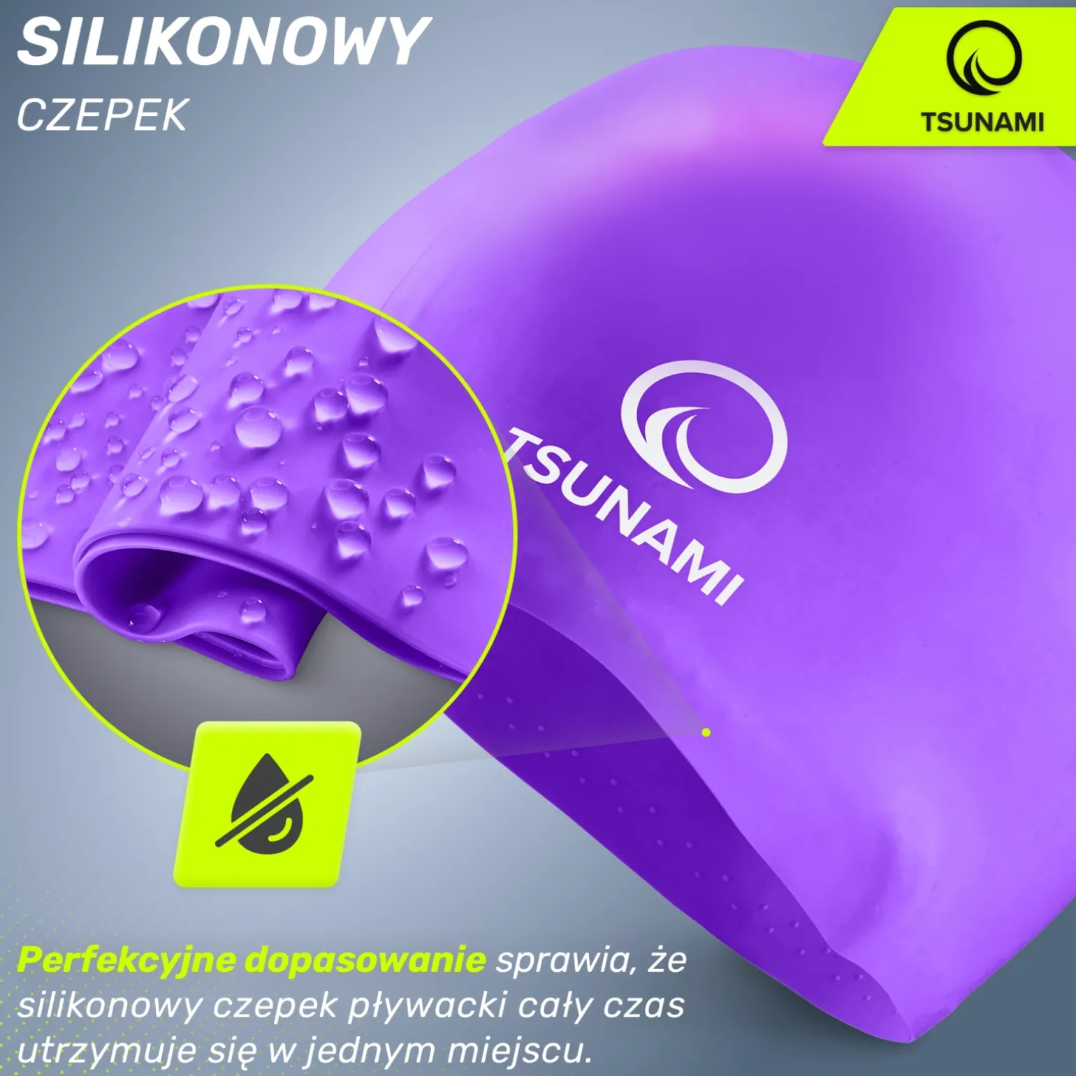 Czepek na basen unisex TSUNAMI fioletowy