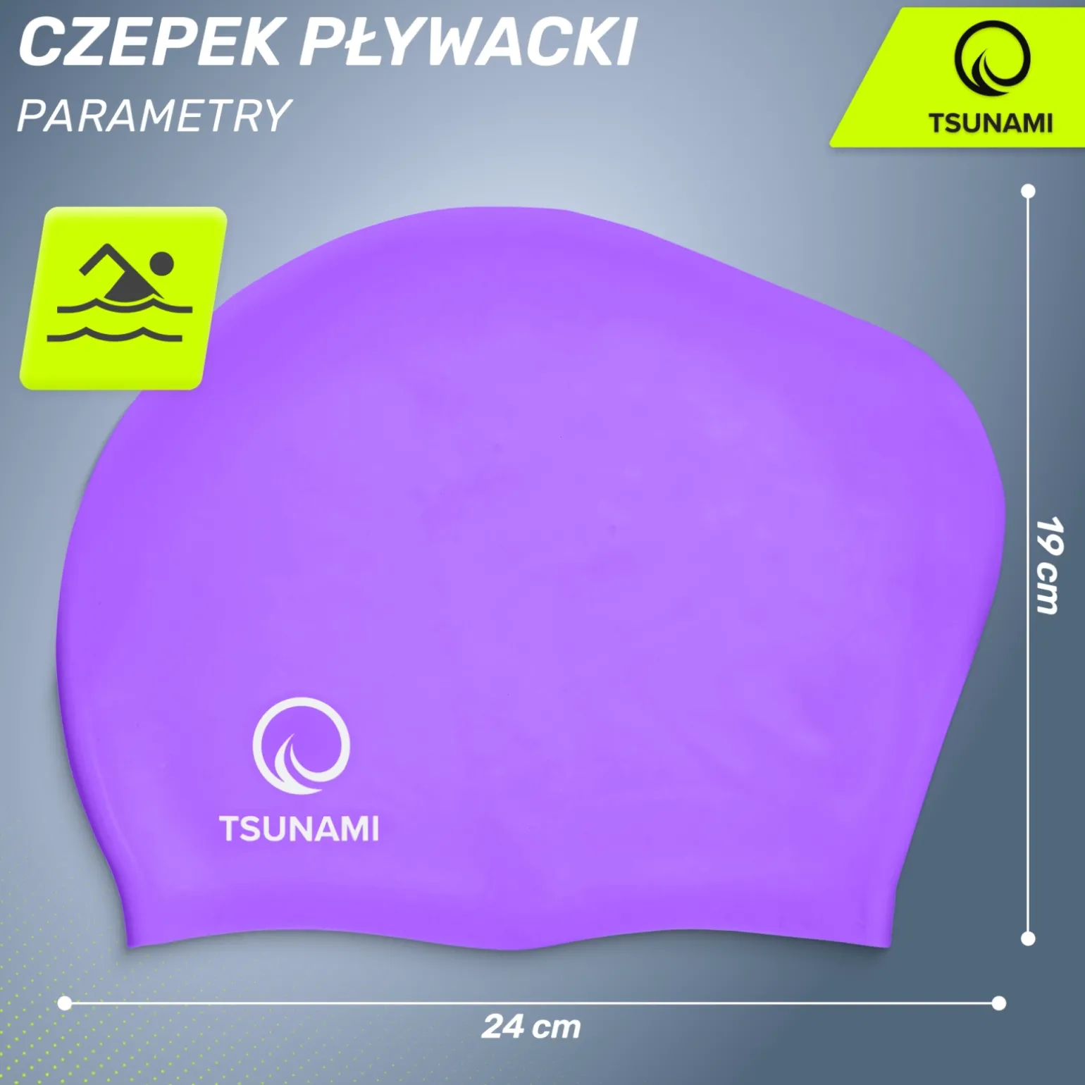 Czepek na basen unisex TSUNAMI fioletowy