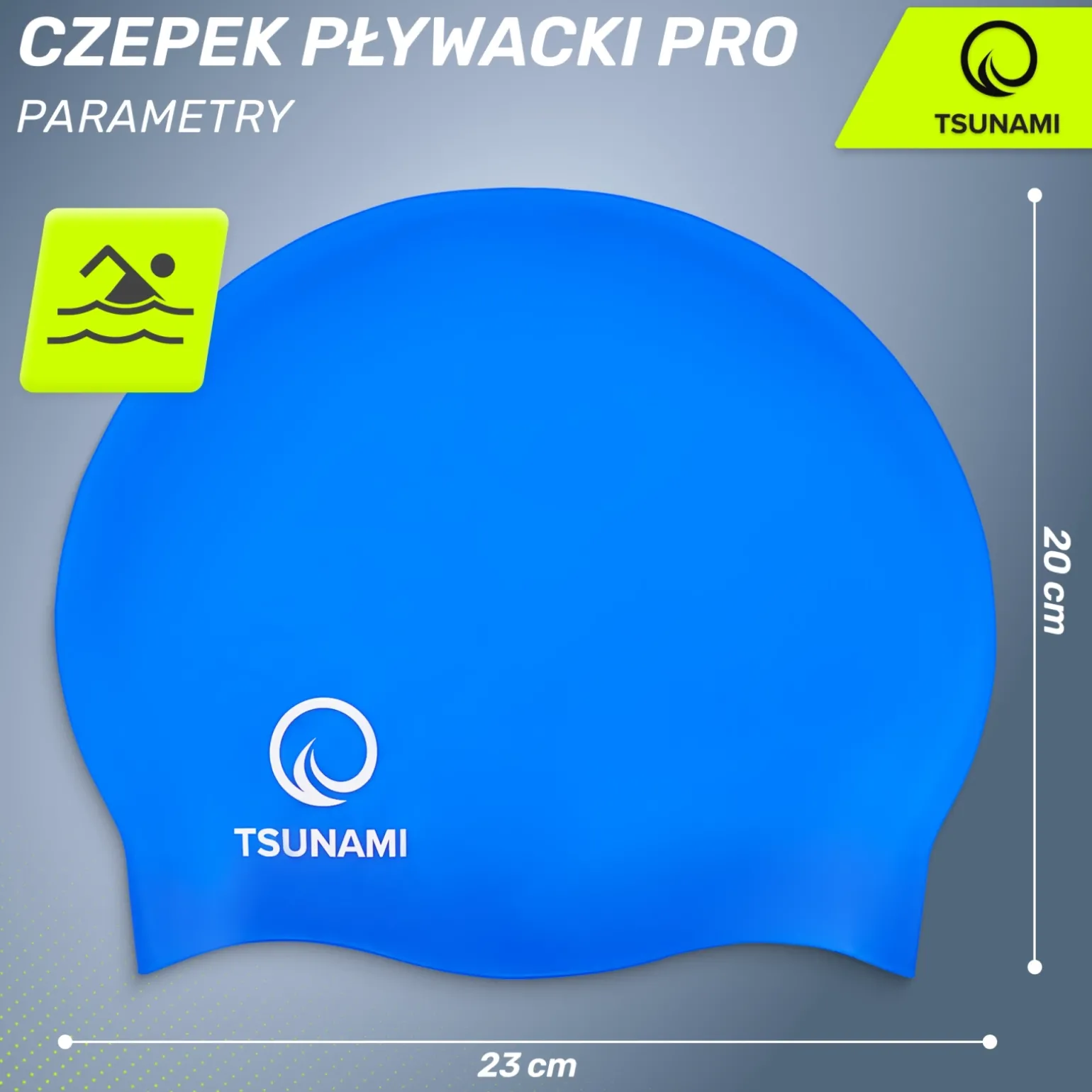 Czepek na basen unisex TSUNAMI PRO niebieski