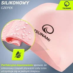 Czepek na basen unisex TSUNAMI różowy