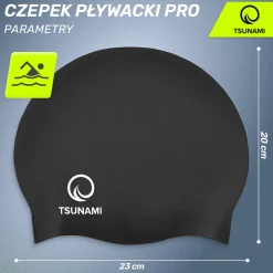 Czepek na basen unisex TSUNAMI PRO czarny