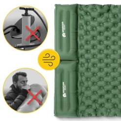 Dmuchany materac turystyczny dwuosobowy samopompujący Mountain Goat khaki