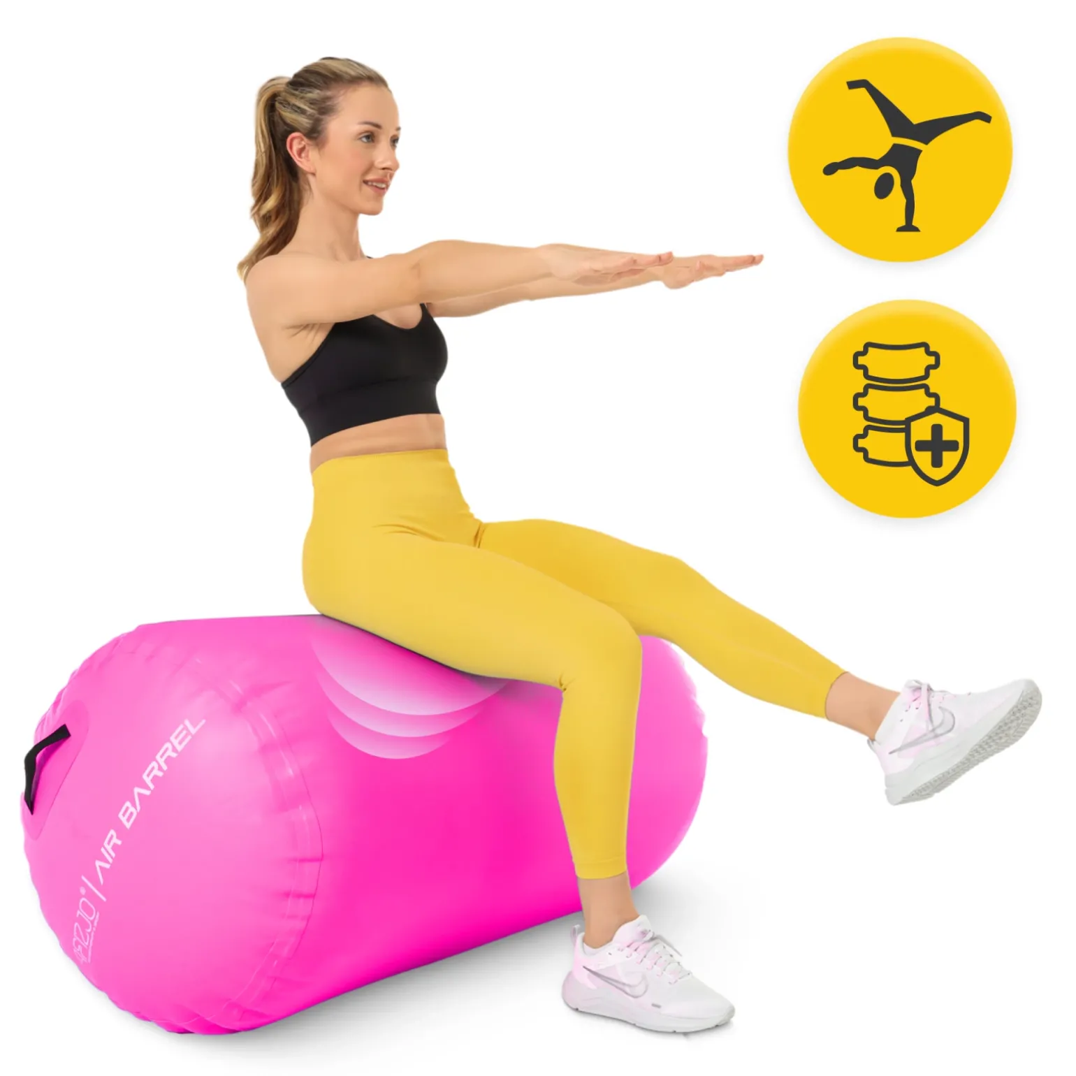 Dmuchany wałek gimnastyczny AIR BARREL 75 cm różowy
