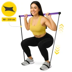 Drążek treningowy do pilatesu z ekspanderami fioletowy