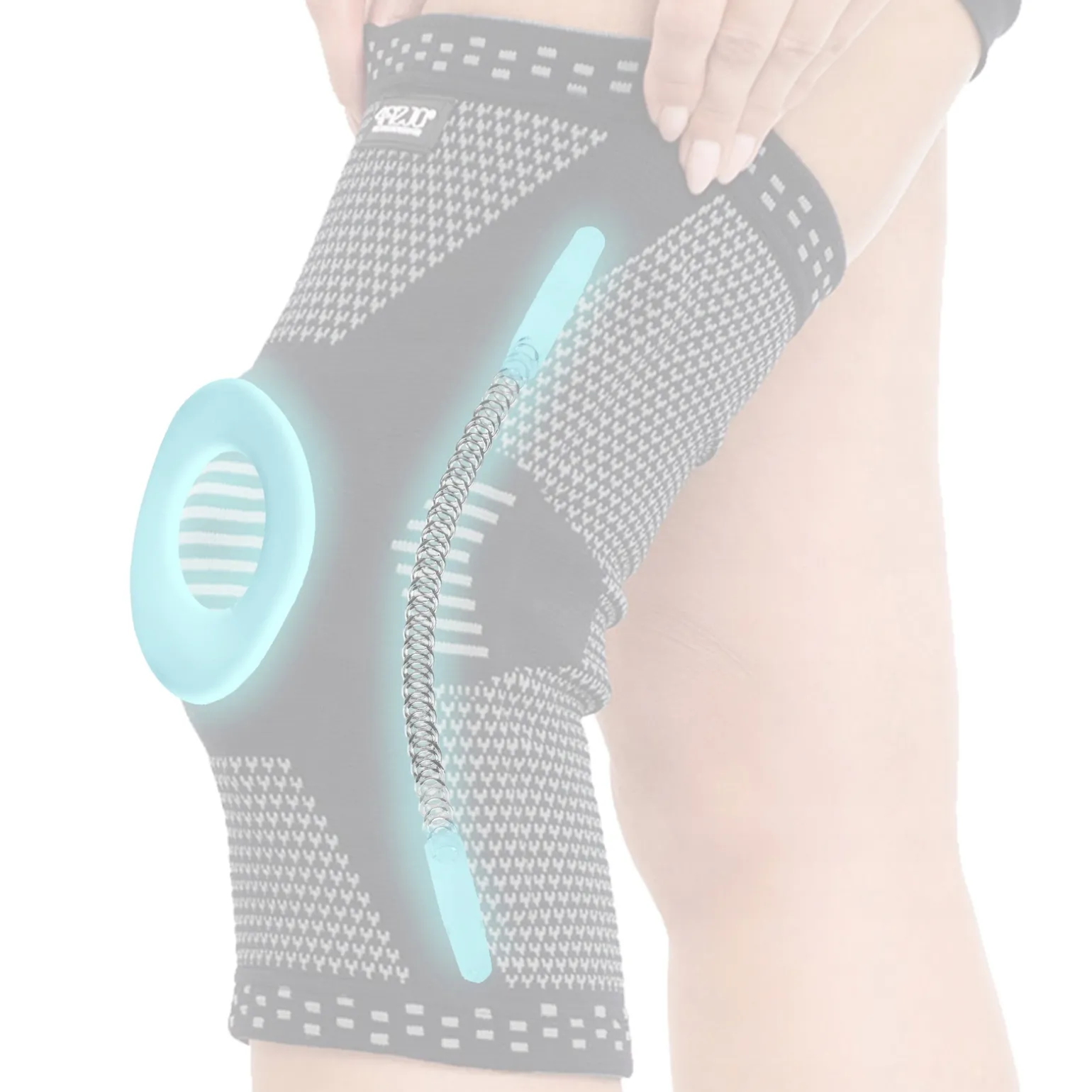 Elastyczna opaska na kolano ze stabilizacją rzepki XXL szara