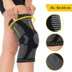 Elastyczna opaska na kolano ze stabilizacją rzepkii XL szara
