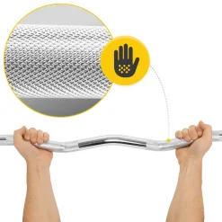 Gryf olimpijski lekko łamany 120 cm z łożyskami - 10 kg