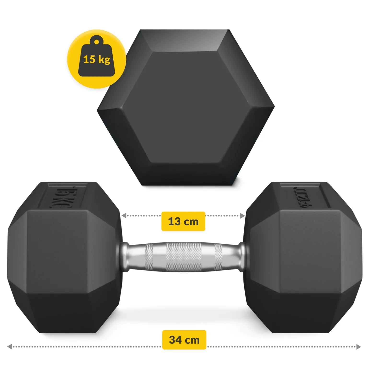 Hantel stalowy HEX 1 x 15 kg