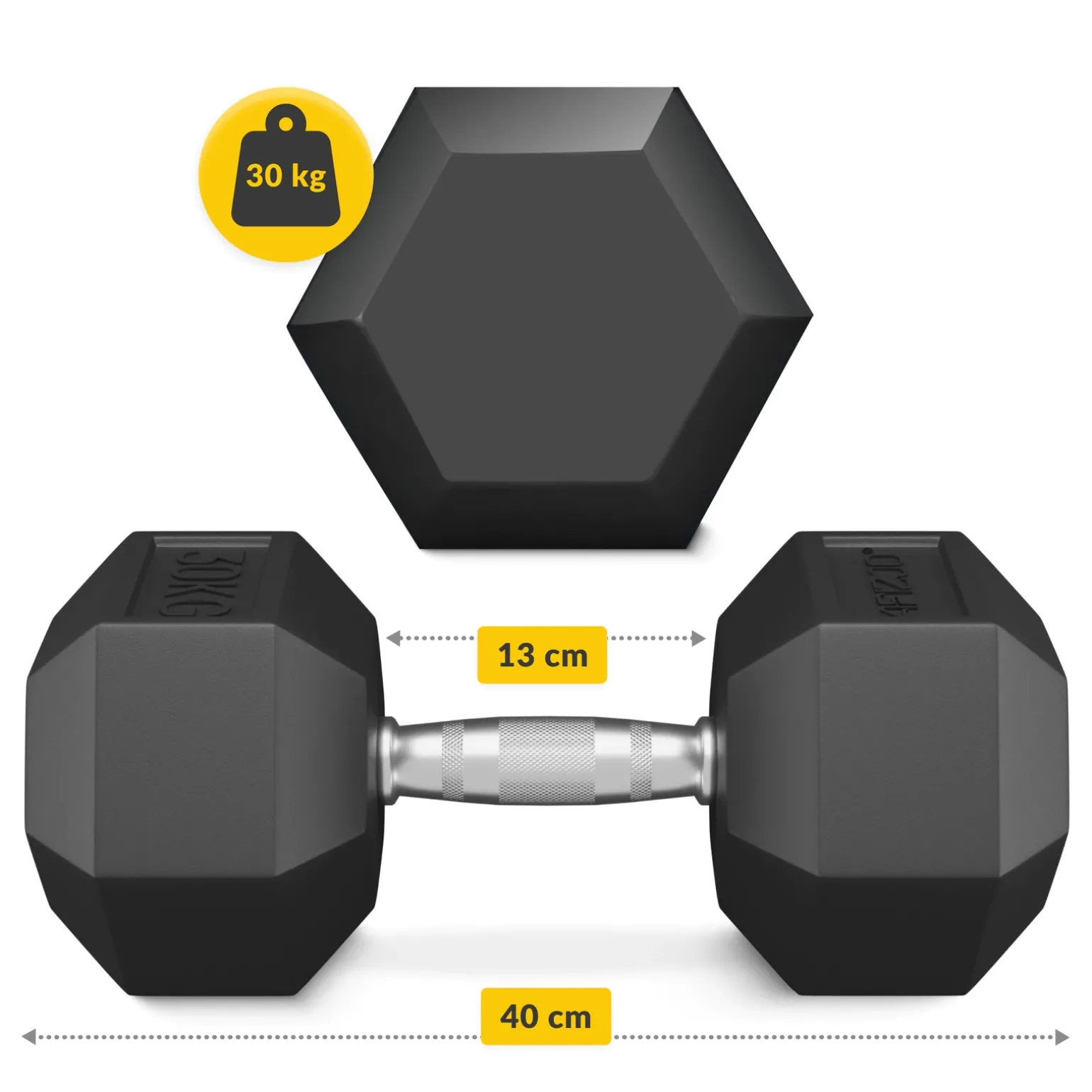 Hantel stalowy HEX 1 x 30 kg