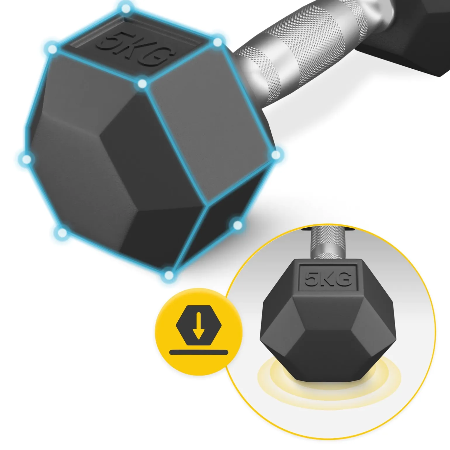 Hantel stalowy HEX 1 x 5 kg