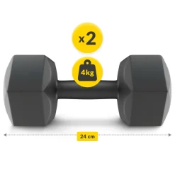 Hantelki bitumiczne do ćwiczeń 2 x 4 kg