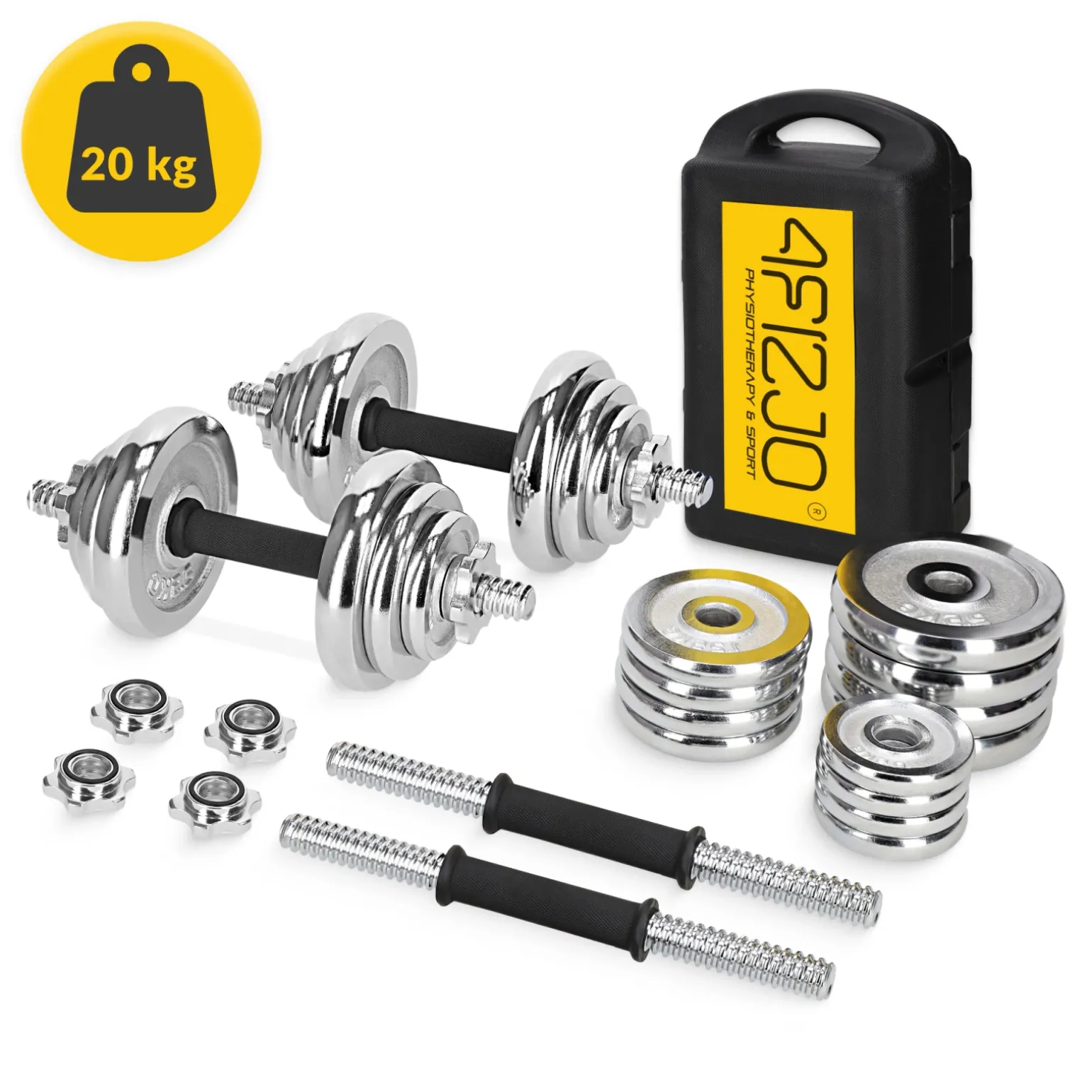 Hantle stalowe zestaw w walizce 20 kg