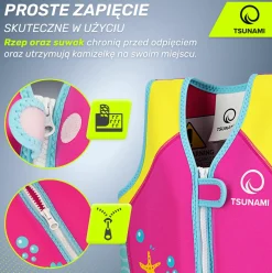 Kamizelka do pływania dla dzieci 3-6 lat TSUNAMI różowa