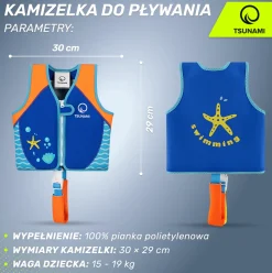 Kamizelka do pływania dla dzieci 2-3 lata TSUNAMI niebieska