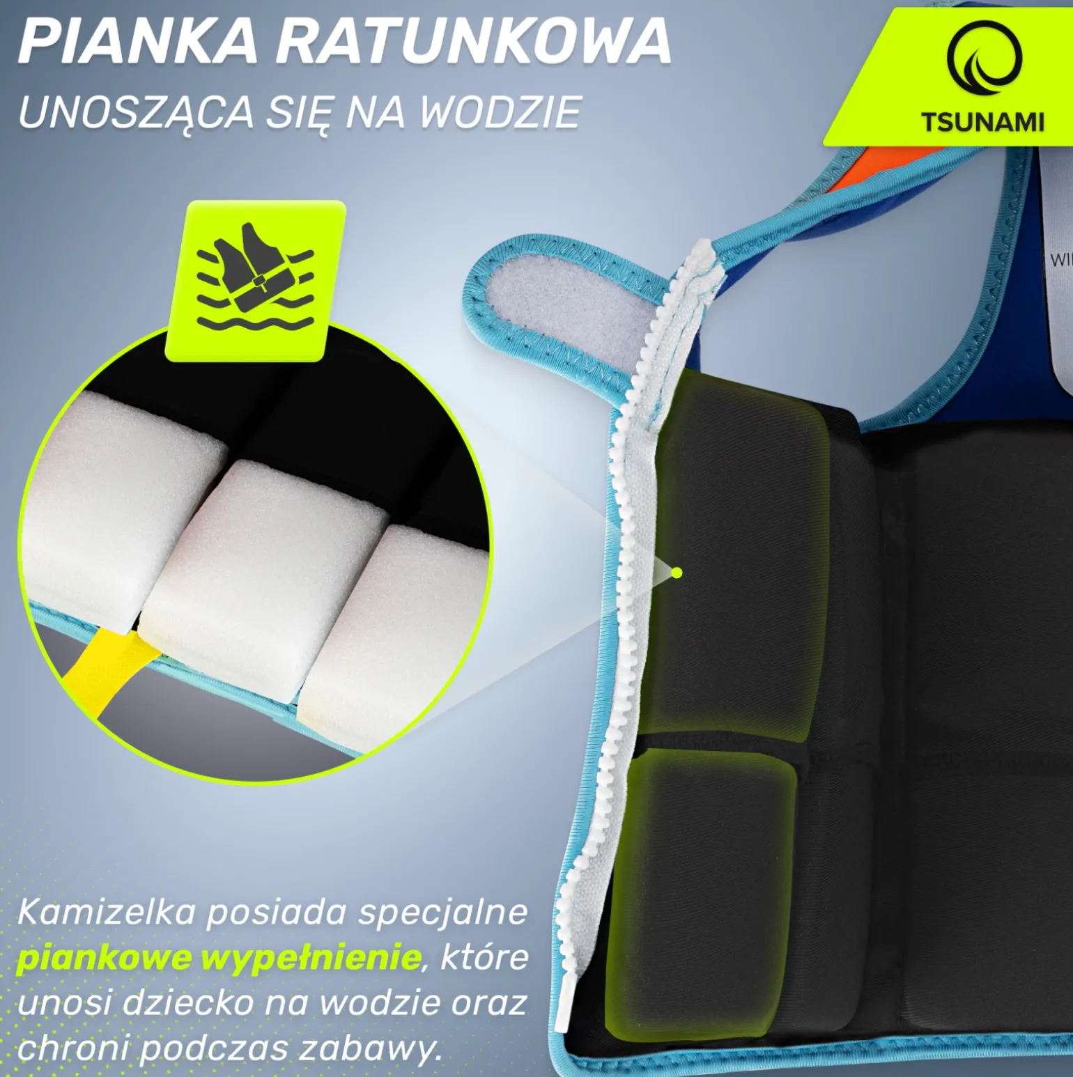 Kamizelka do pływania dla dzieci 3-6 lat TSUNAMI niebieska