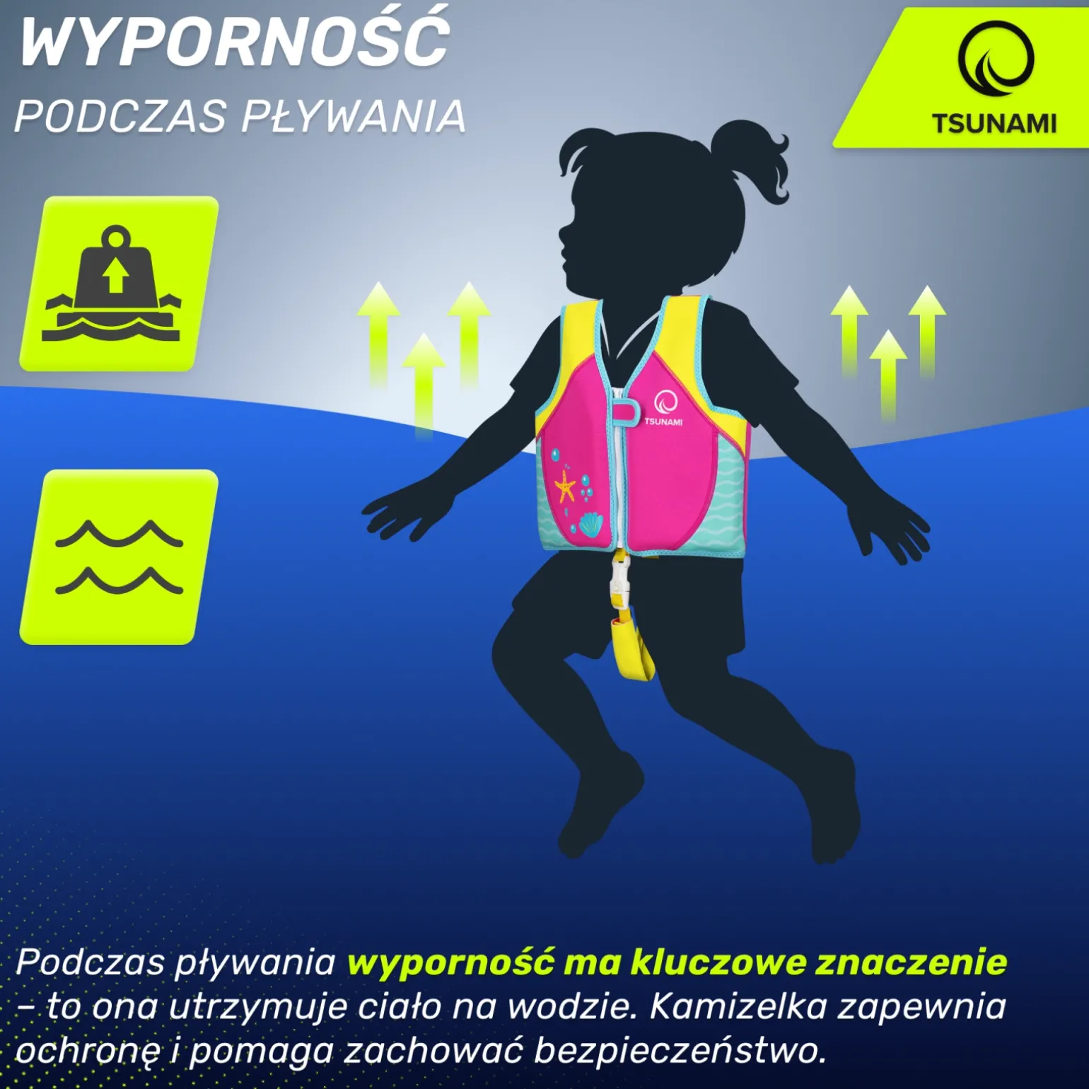 Kamizelka do pływania dla dzieci 2-3 lata TSUNAMI różowa