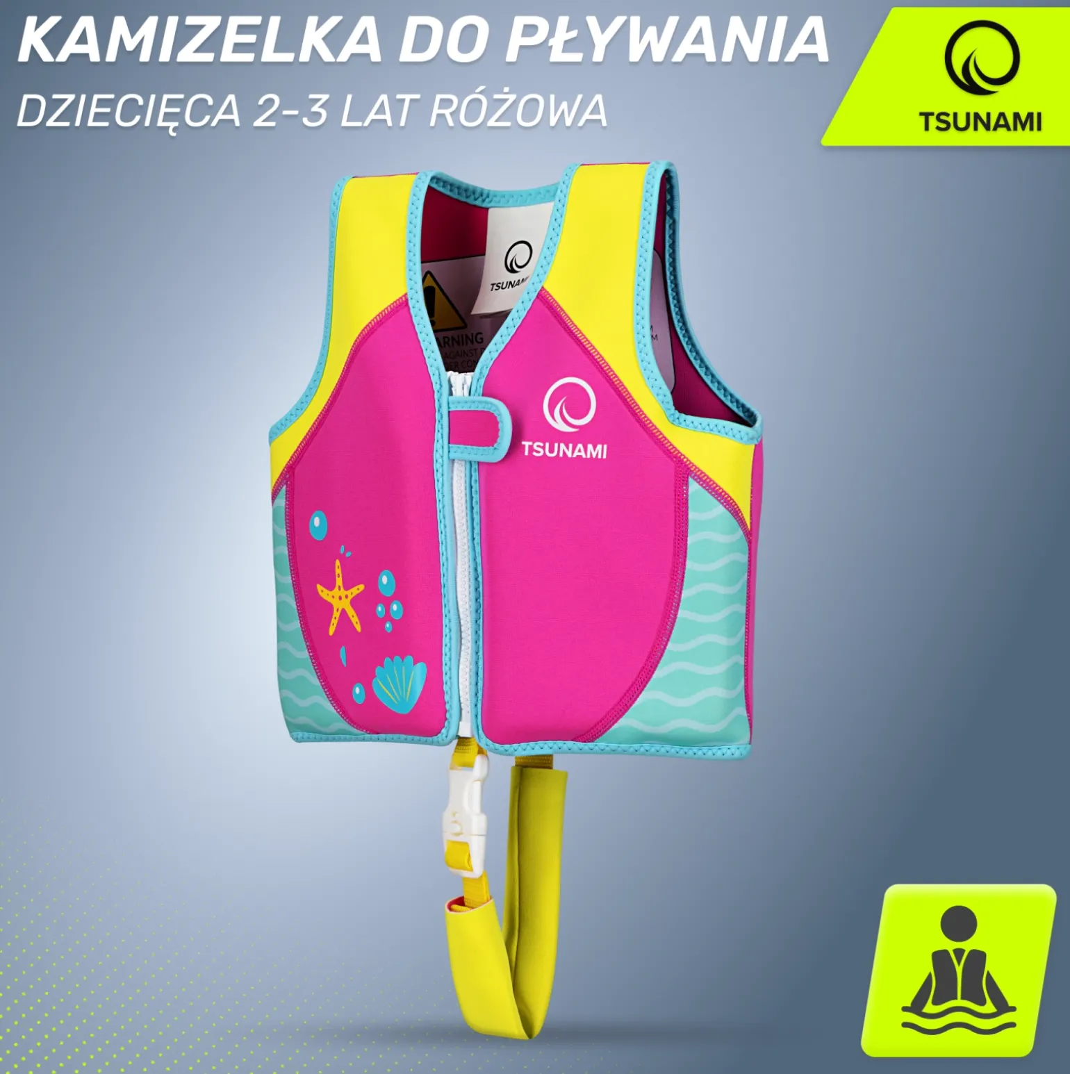 Kamizelka do pływania dla dzieci 2-3 lata TSUNAMI różowa