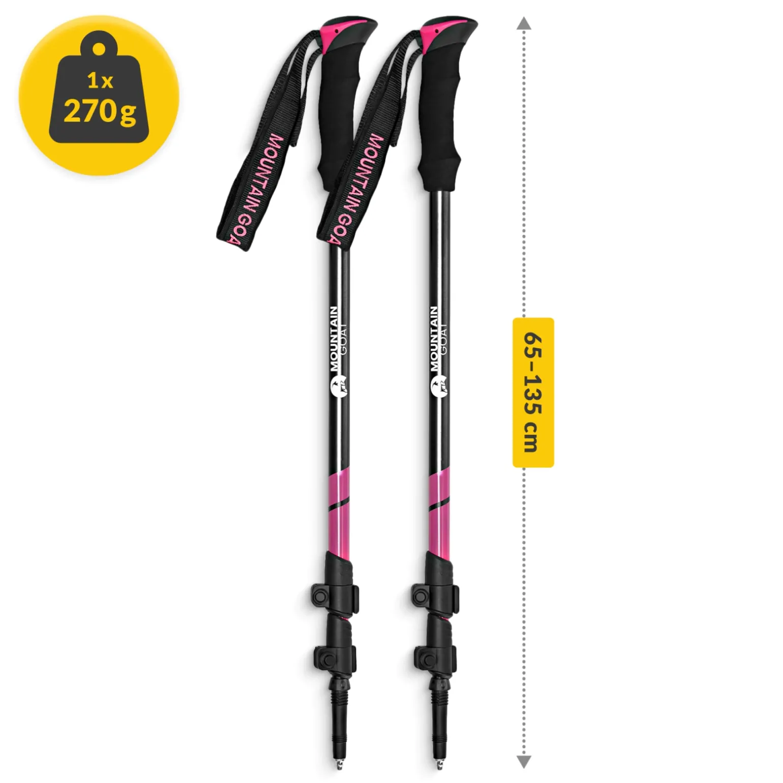 Kije trekkingowe do nordic walking PEAK+ różowe