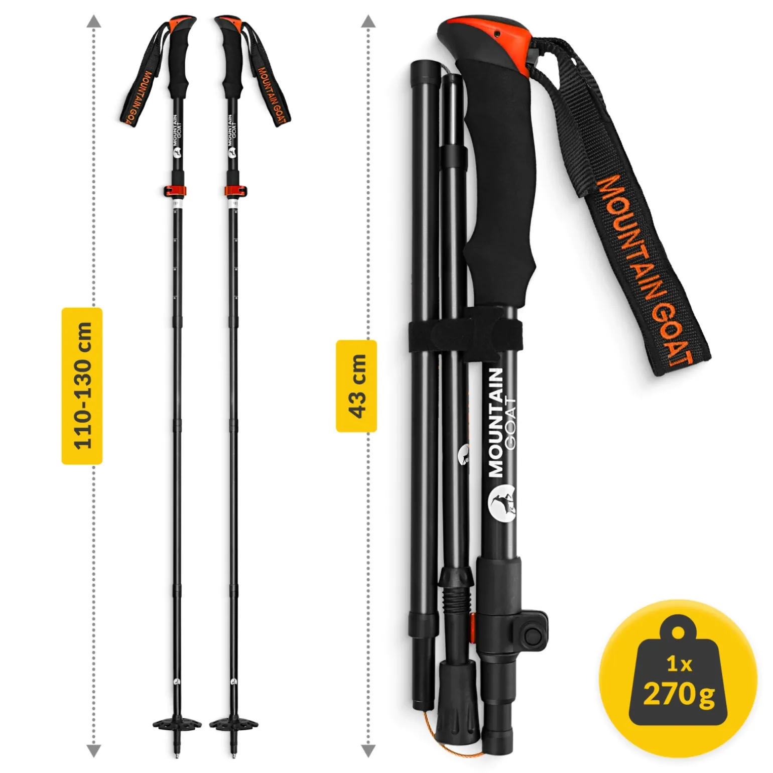Kije trekkingowe do nordic walking PRO+ pomarańczowe