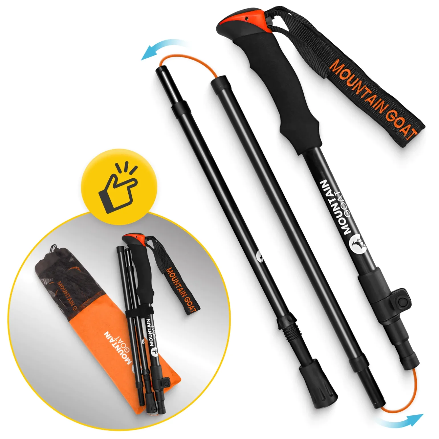 Kije trekkingowe do nordic walking PRO+ pomarańczowe