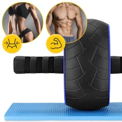 Kółko do ćwiczeń mięśni brzucha AB WHEEL XL niebieskie