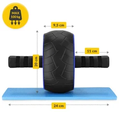 Kółko do ćwiczeń mięśni brzucha AB WHEEL XL niebieskie