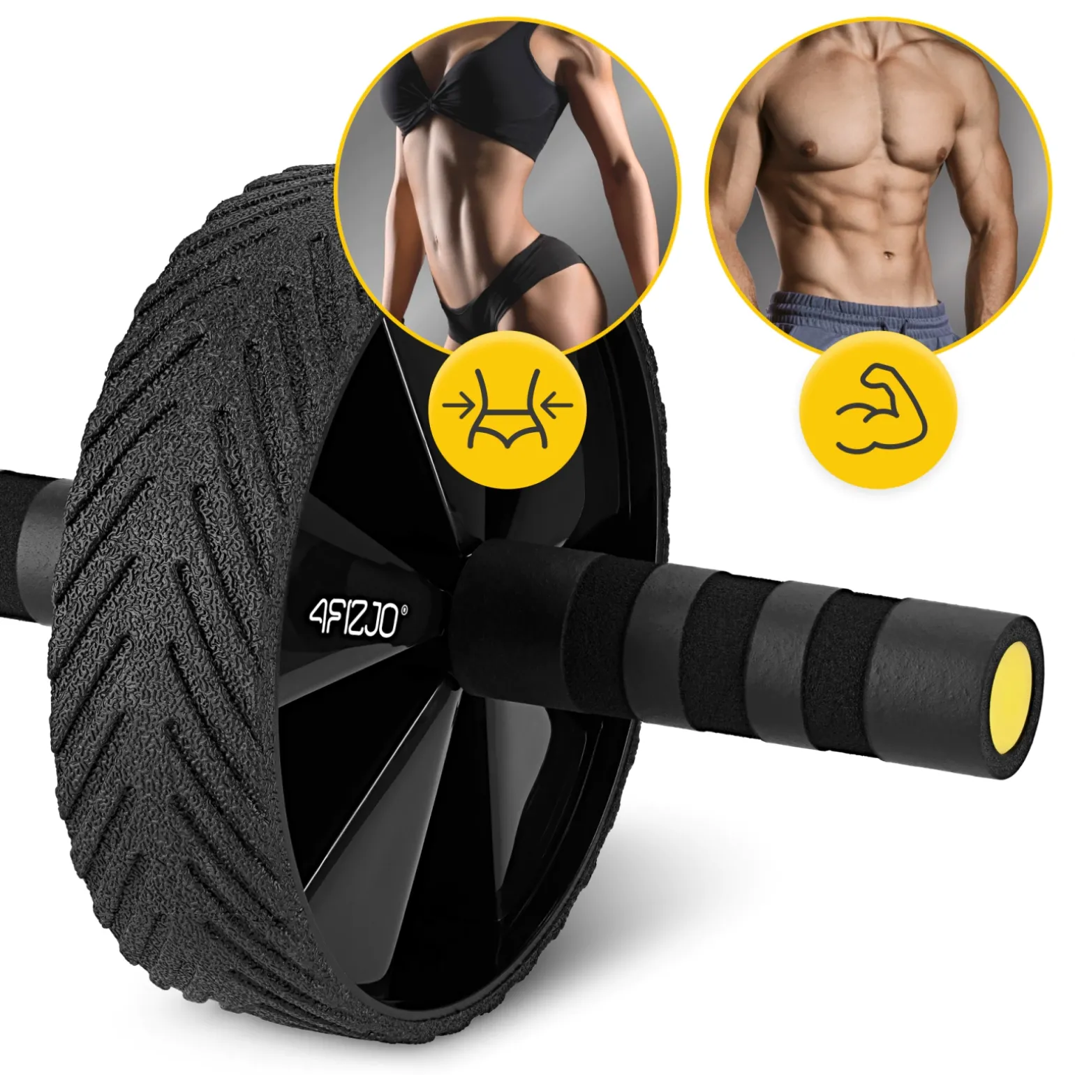 Kółko do ćwiczeń mięśni brzucha AB WHEEL PRO żółte