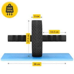 Kółko do ćwiczeń mięśni brzucha AB WHEEL PRO żółte