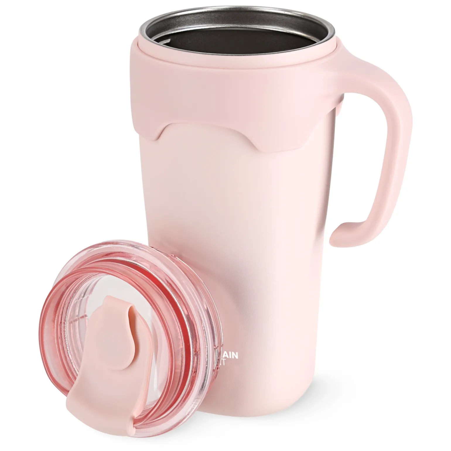 Kubek termiczny ze słomką 650 ml różowy