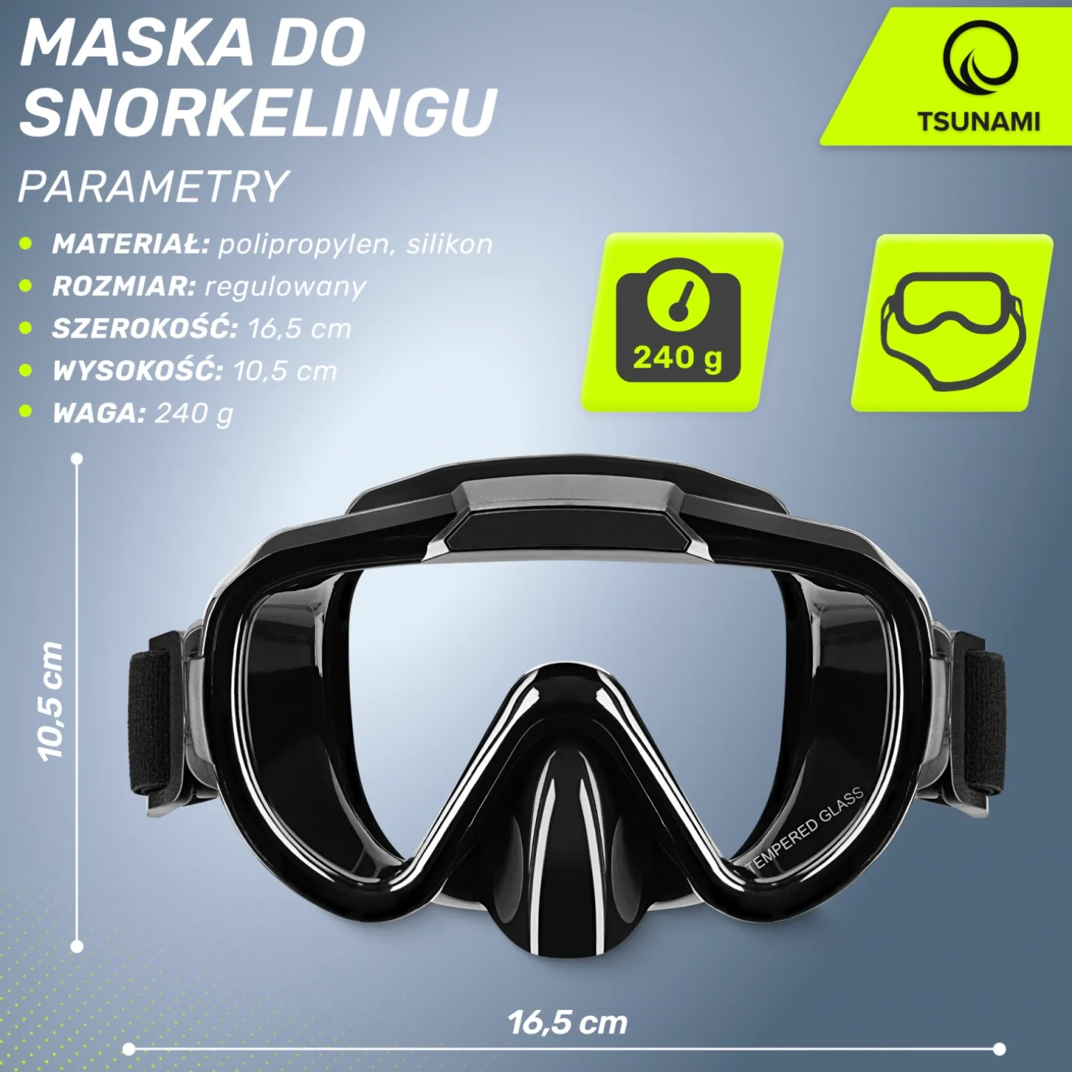 Maska do nurkowania i snorkelingu TSUNAMI