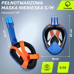 Maska do nurkowania pełnotwarzowa TSUNAMI S/M niebieska