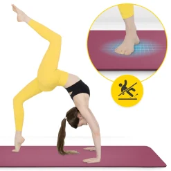 Mata do ćwiczeń fitness i jogi NBR 180 × 60 × 1,5 cm bordowa