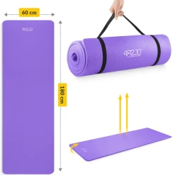 Mata do ćwiczeń fitness i jogi NBR 180 × 60 × 1,5 cm fioletowa