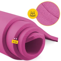 Mata do ćwiczeń fitness i jogi NBR 180 × 60 × 1 cm różowa