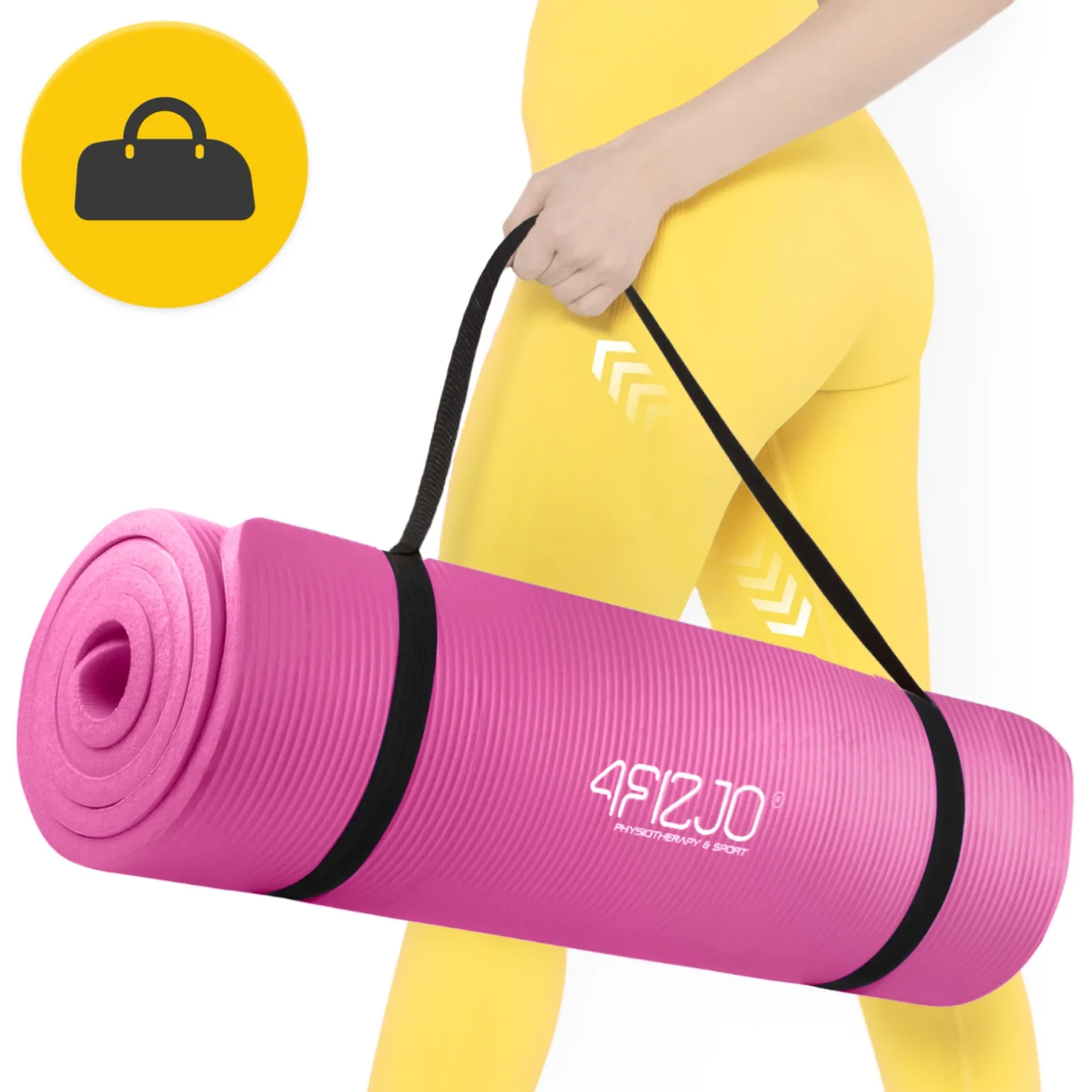 Mata do ćwiczeń fitness i jogi NBR 180 × 60 × 1 cm różowa