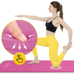 Mata do ćwiczeń fitness i jogi NBR 180 × 60 × 1,5 cm różowa
