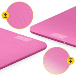 Mata do ćwiczeń fitness i jogi NBR 180 × 60 × 1,5 cm różowa